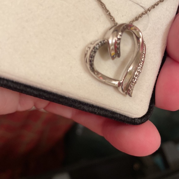 Blk & White Diamond ♥️Necklace in Sterling Silver - Picture 6 of 9